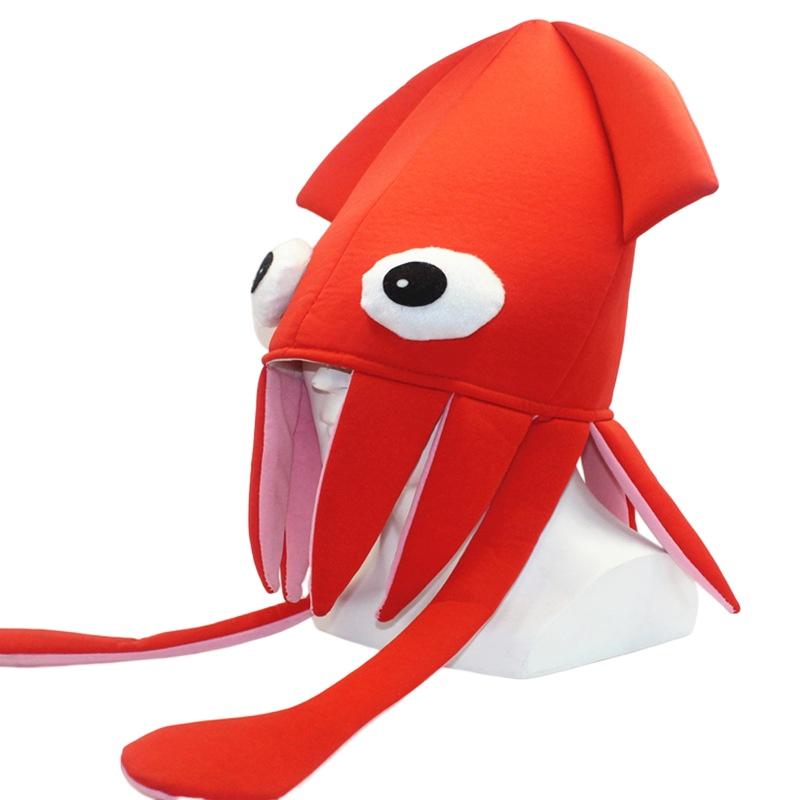 

Hat Funny Squid Octopus Cap Prom Performance Party Dress Up Props Adult Children червоний