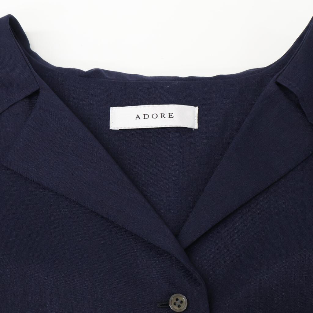 Adore Navy Dry Touch Hemp Vic Sailor Collar Dress Dress 38 NavyUsed