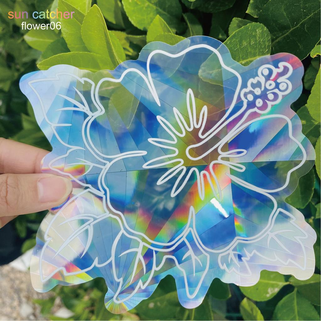 Sunflower Suncatcher Window Big Sticker Star Moon Evil Eye Sunlight Catcher Butterfly Sun Catcher Cat Rainbow Film for Car Glass