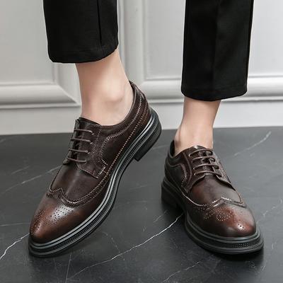 Fashion Luxury Thick Bottom Men's Shoes Brogue Lace-up Mens Shoes Casual British Style Contrast Color Oxford Shoes Men's Office Shoes