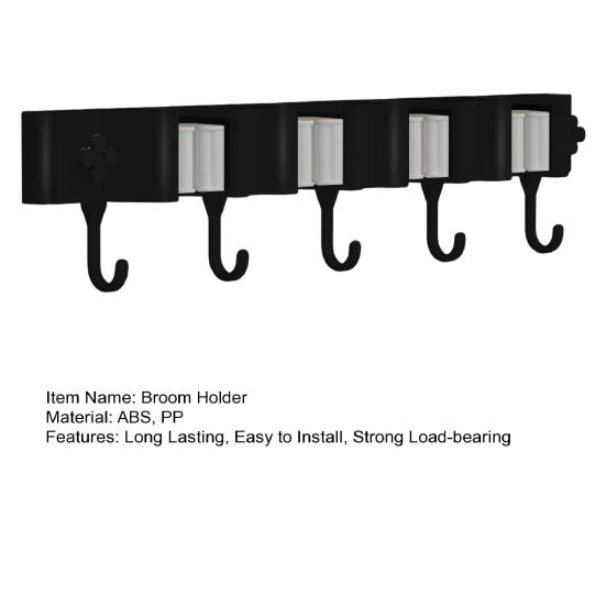 Wall Mounted Broom Holder Mop Rack Strong Load-bearing Easy To Install Universal Broom Hanger Tool Organizer Rack