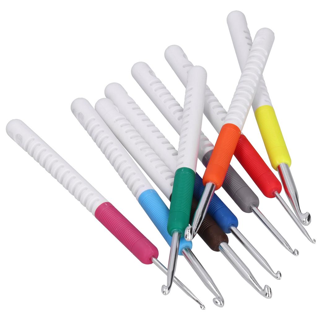 9Pcs Crochet Set ABS 2 Color Plastic Handle DIY HandWoven Sweater Knitting Tools