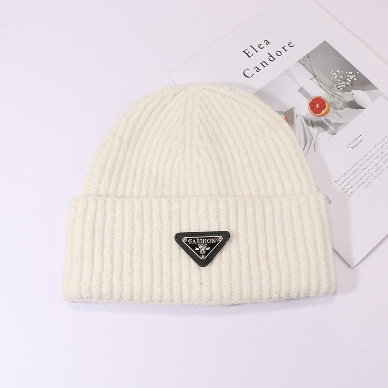 Woolen Hats for Women Triangle Marked Warm Knitted Hats for Couples  Pullover Hats Anti Cold Hats for Men  Autumn and Winter.