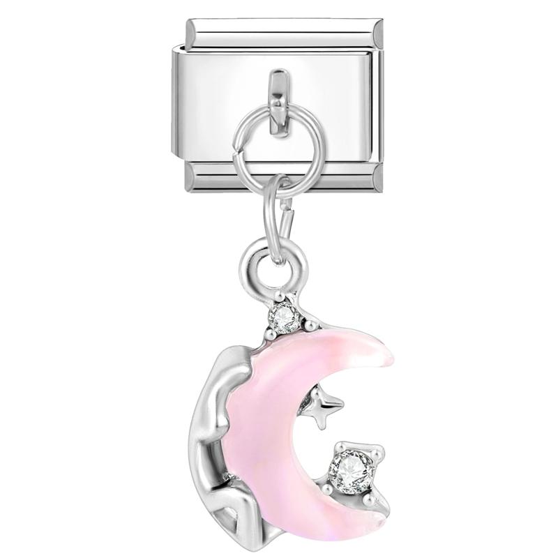 

Shiny Crystal Y2K Girl Butterfly Moon Star Heart Pendant Italian Charm Links Fit 9mm Stainless Steel Bracelet Jewelry DIY Making