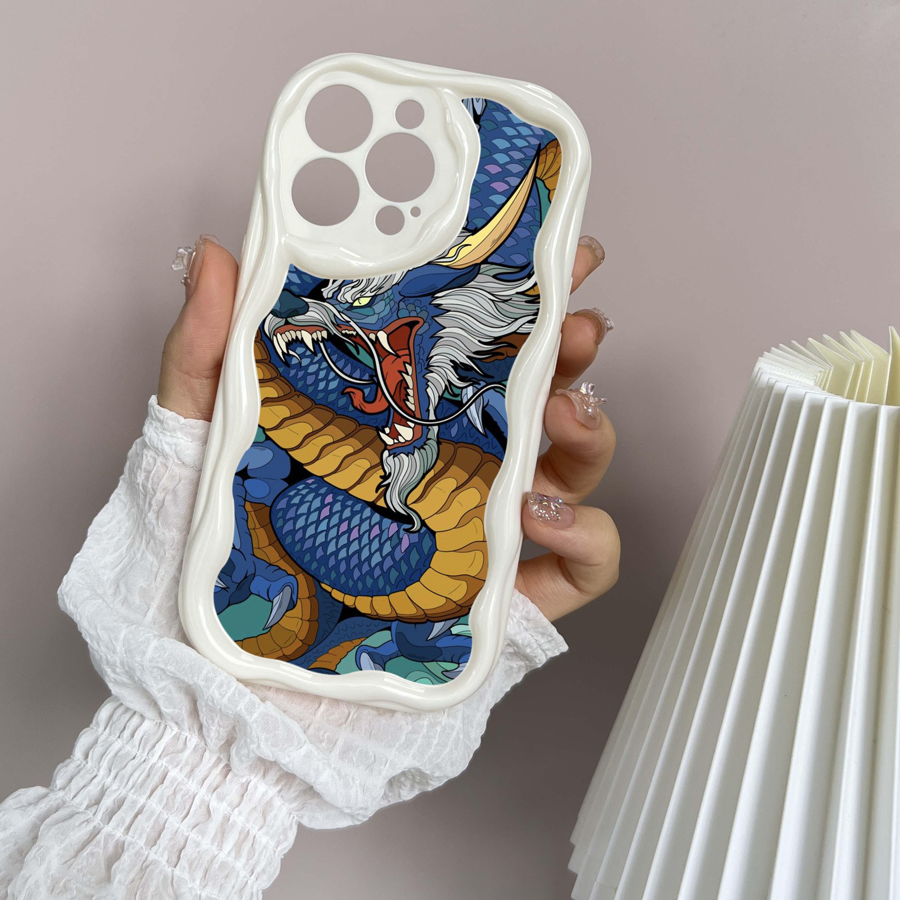 

N81 Dragon design art Мягкие волнистые чехлы для телефонов для Samsung A54 A34 A13 A14 S23 S24 Ultra Xiaomi Redmi Note 13 12C Realme Infinix Защитный бампер Samsung A02/M02