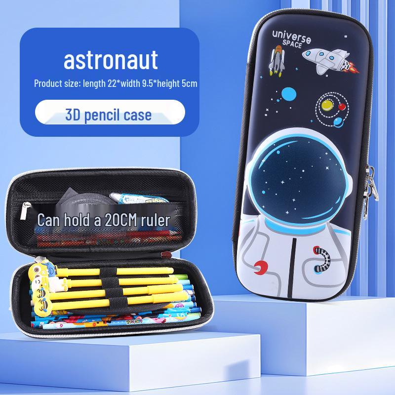 3D Cartoon Multifunctional Leather Pencil Case for Grades 1, 2, & 6 - Large Capacity for Boys & Girls