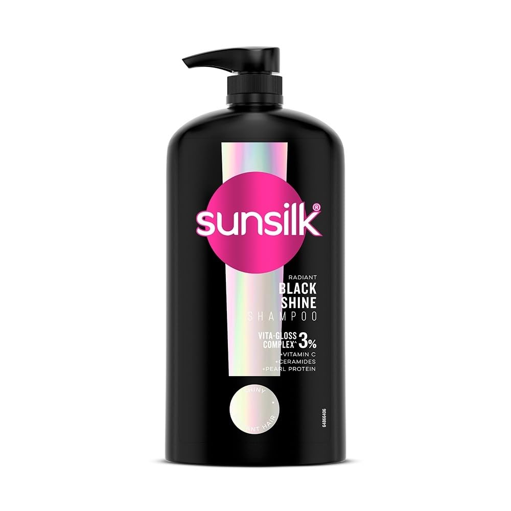 Шампунь Sunsilk Потрясающий Черный Блеск 1 л || С Амлой + Маслом и Жемчужным Протеином || Придает Блеск|| Увлажненные и Более Густые Волосы - Без Парабенов чёрный