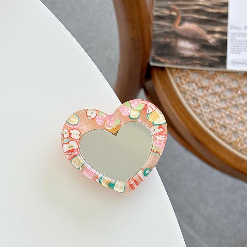 Heart Glitter Mirror Mobile Phone Airbag Bracket Wind Telescopic Paste Creative Ring Desktop Support Frame