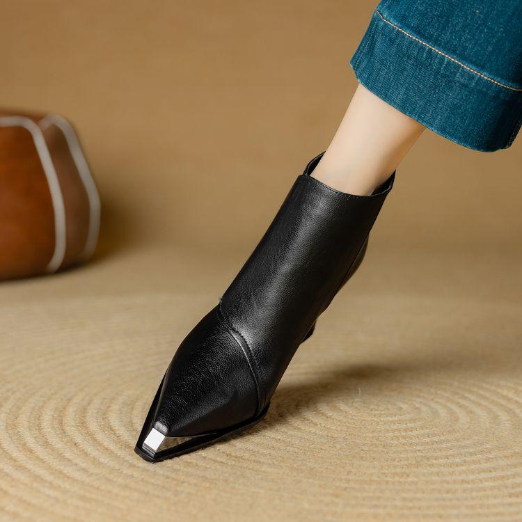 

Fashion New Winter Split Leather Women Boot Shoes for Women Pointed Toe Fashion Ankle Boot Handmade Zapatos Mujer High Heels Wool Boots 40