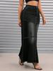 High-Waisted Fishtail Denim Skirt for Women - Mid-Length, Slimming Fit, Pear-Shaped Figure, Hip-Covering Design
