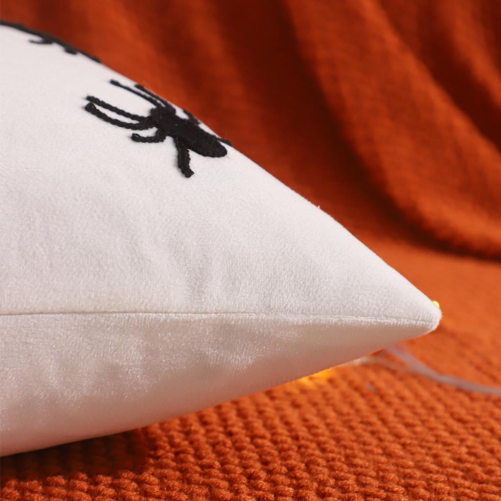 Pc Halloween Decoration Throw Pillow Cover Pumpkin Ghost Embroidery Velvet Autumn Thanksgiving Harvest Home Living Room