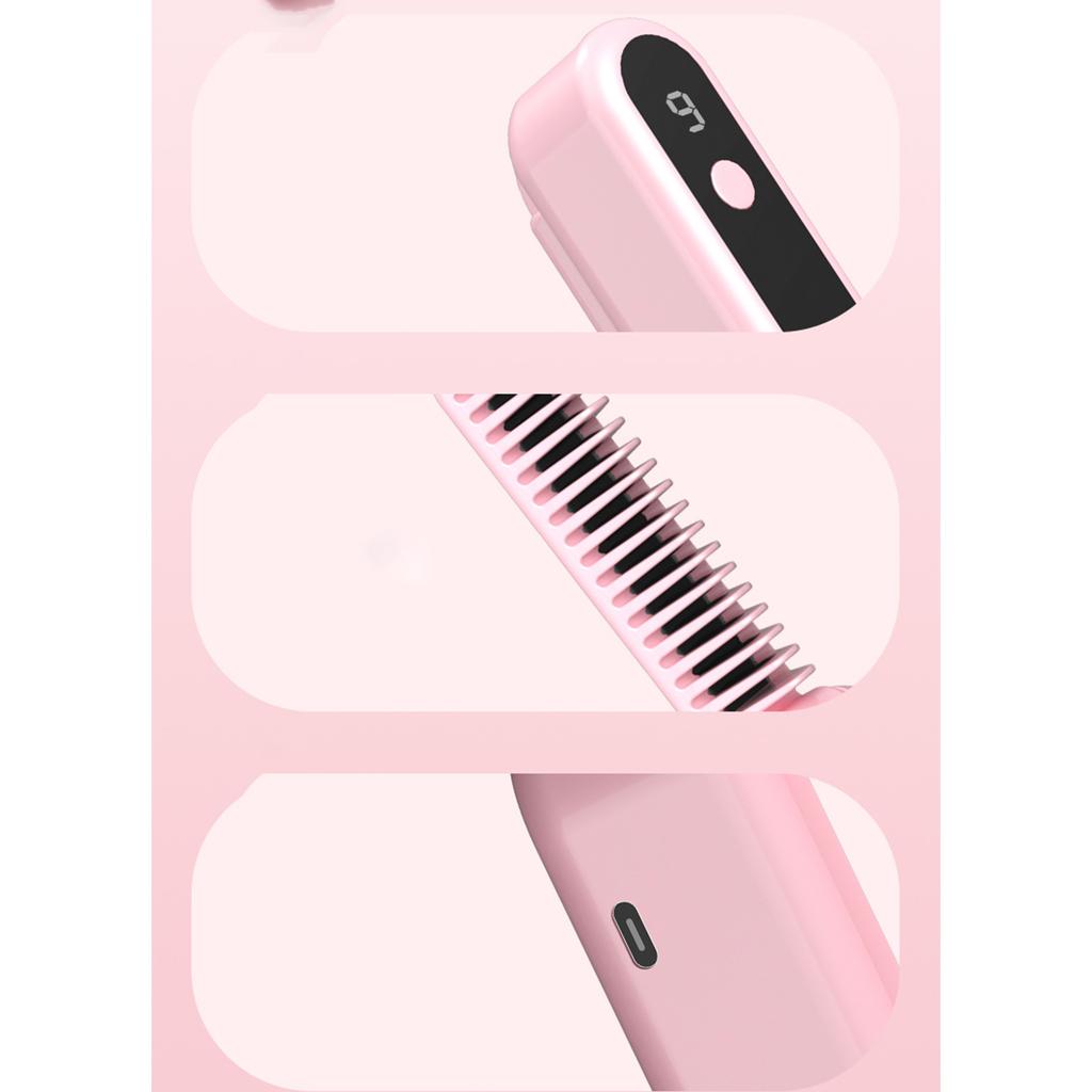 Foldable Straight Hair Comb Mini Portable Charging Wireless Negative Ion No Damage To Hair Curling and Straightening Dual-purpose Hair Straightener