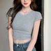 Crew Neck Open Navel Short-sleeved T-shirt for Women, Summer New Sweet and Spicy Style European and American Tops Are Trendy
