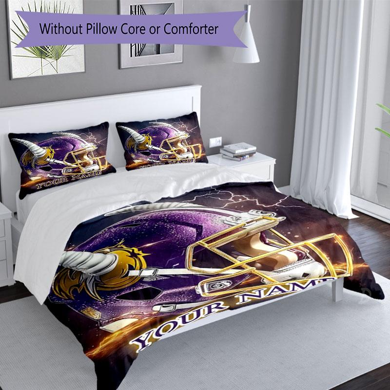 3PC Custom Name Helmet Power" Bedding Set Printed Bedding Set Duvet Cover Closure Includes 1 Duvet Cover & 2 Pillowcases for All Seasons Bedroom