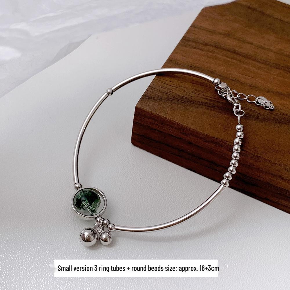 

Браслет Зеленый Фантом в корейском стиле для женщин - Серебро 925 пробы, бусины на удачу с зеленым хрустальным колокольчиком