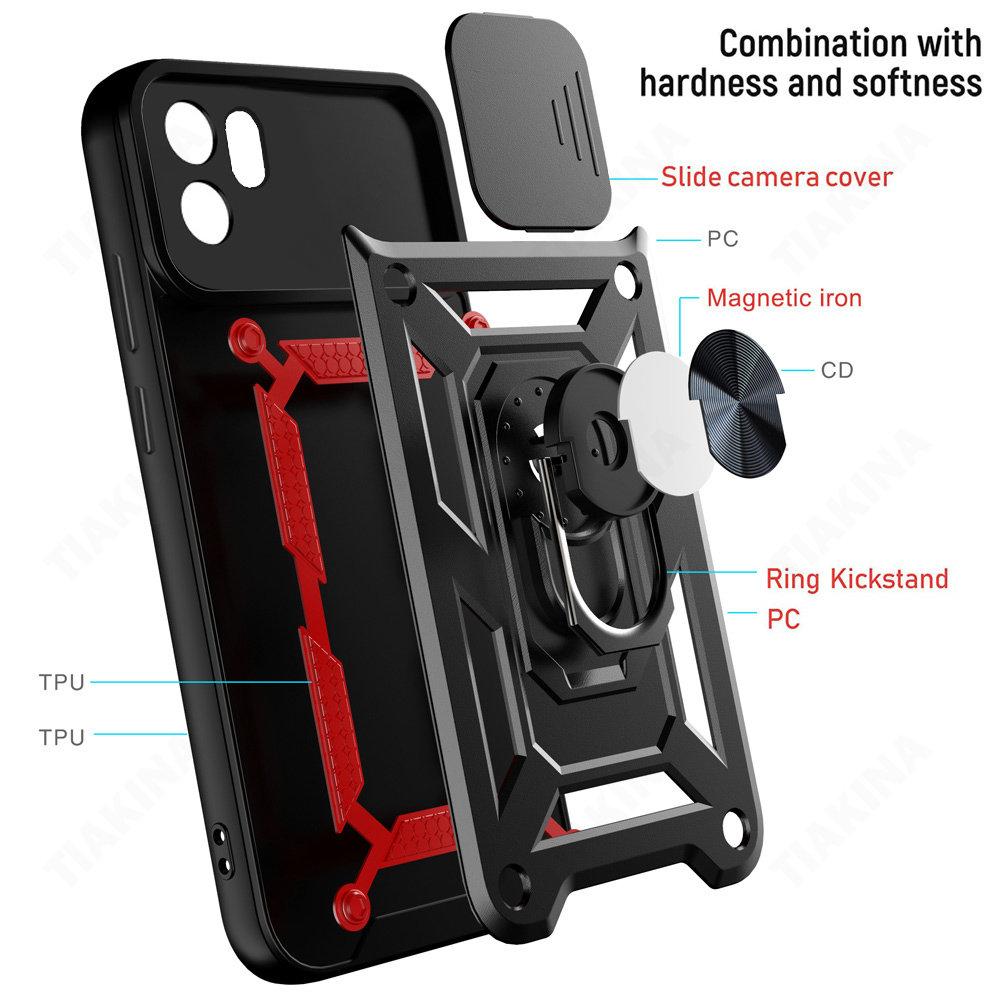 Slide Lens Camera Protect Funda for Xiaomi Redmi A1 A2 4G Case for Xiaomi Redmi A1 Plus Cover Case for Redmi A2 Plus Armor Capa