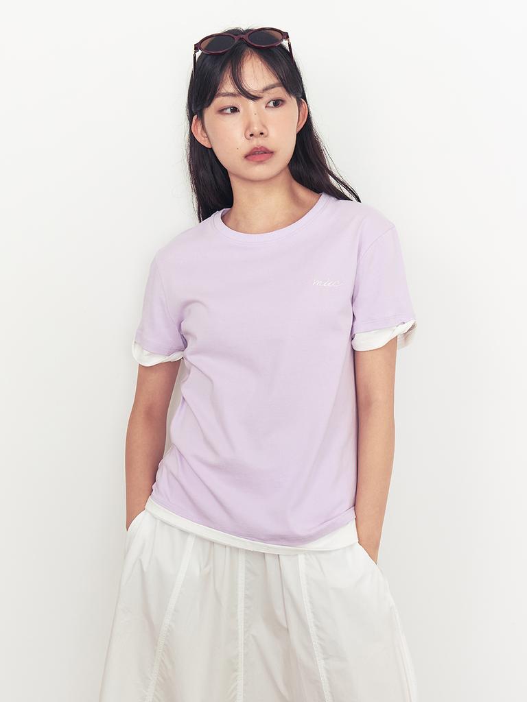 Mikeu Layered Color-Block Embroidered Short-Sleeve T-Shirt