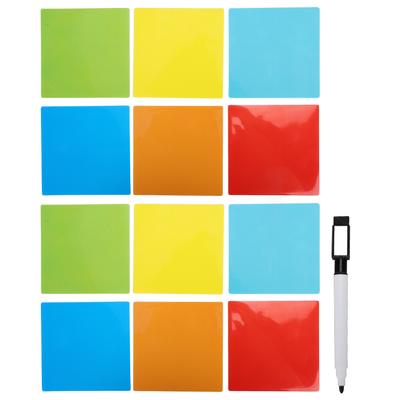 12 Stück Whiteboard-Aufkleber Bunt Wasserdicht Wiederverwendbar Whiteboard Klebezettel mit Marker für Wand