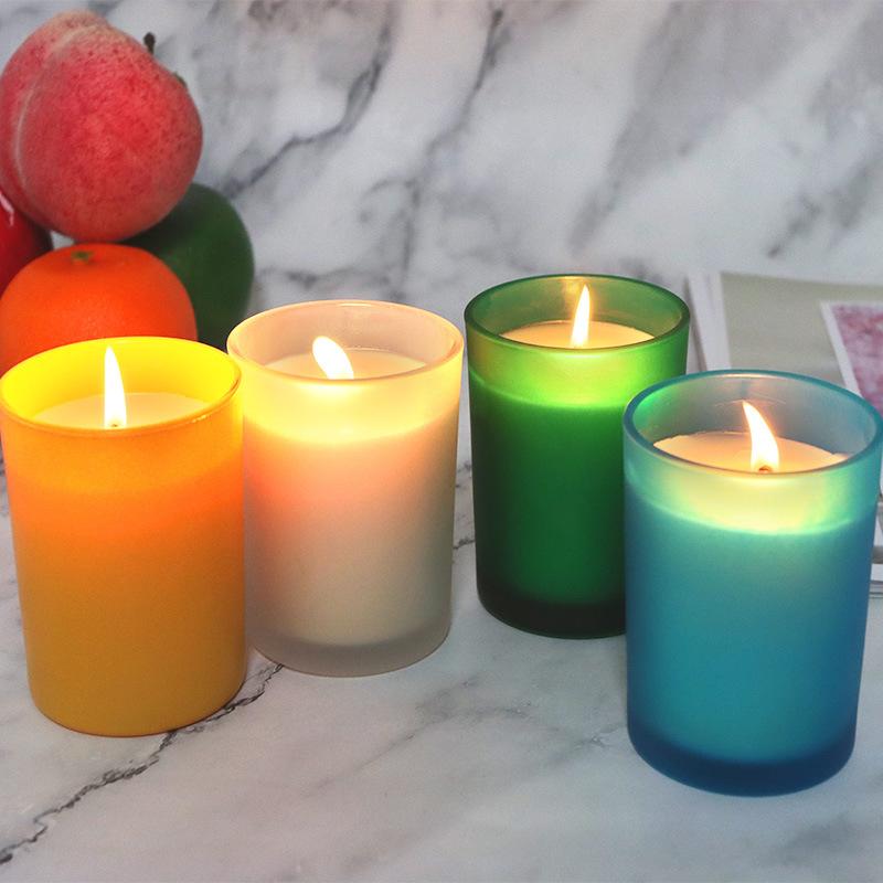 Colored Glass Cup Fragrance Candle Indoor Soy Wax Fragrance-free Mosquito Repellent Candlestick Gift Box Aromatherapy