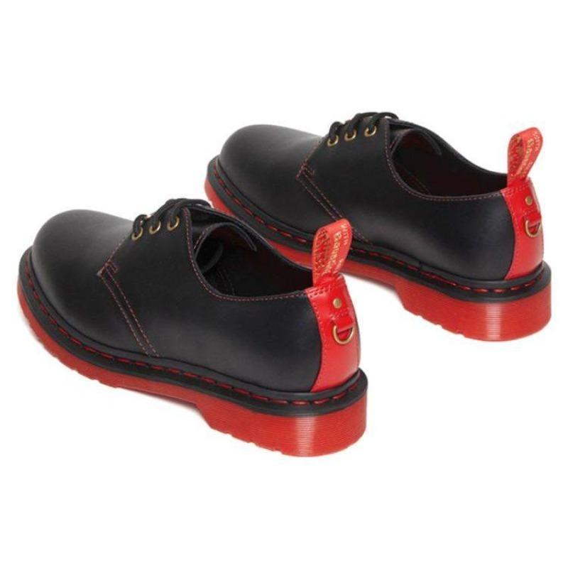 Dr. Martens Leder 3-Ösen Schnürung Niedrige Freizeitschuhe Unisex Schwarz 30555004
