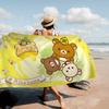 Manta de Microfibra Kawaii Oso Rilakkuma Secado Rápido Toallas de Playa Impresión Oversize Super Absorbente Manta Toalla de Piscina