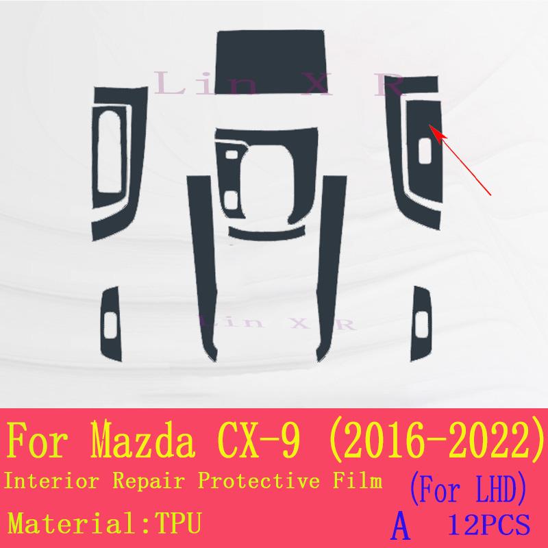 TPU Car Interior Protective Film Anti-Scratch Repair Sticker For Mazda CX9 2016- Navigation Center Console Gear Panel Scree