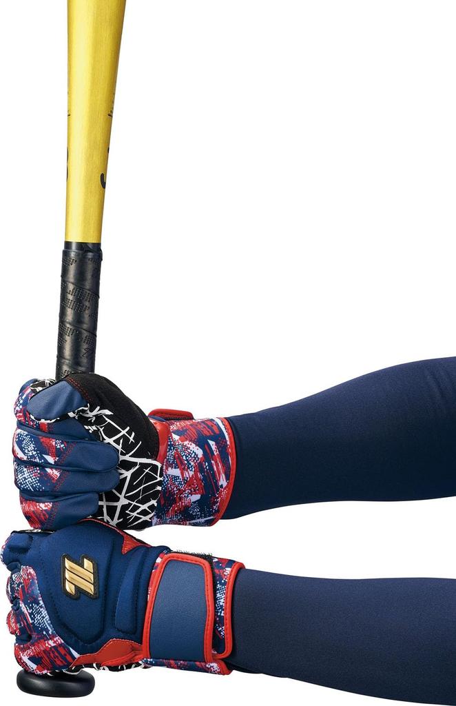 ZETT Baseball Batting GRAPHIC GRIP Navy X Red Size L Gloves, GLOVE, Ambidextrous, (2964), (BG18523B)