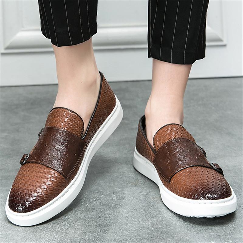 Fashion New Luxury Men's Patent Leather Monk Strap Black Leisure Shoes Loafers Male Comfortable Sneakers Tenis Masculino Zapatos Hombre