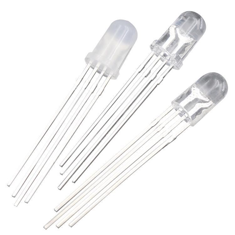 5mm RGB LED Lamp Beads, Round Head, High Brightness, Common Cathode/Anode, Through-Hole, Four-Legged