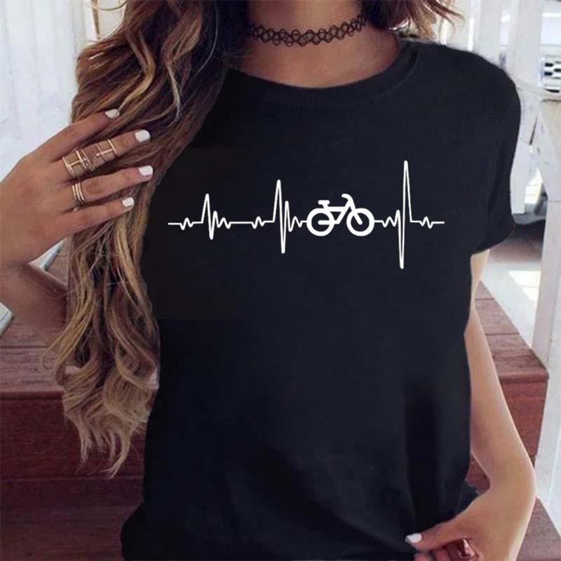 

Woman Funny Bicycle Floral Print T Shirt Harajuku Women Tshirts Casual O-Neck Short Sleeves Tops Tees Shirt,Drop Shipping S