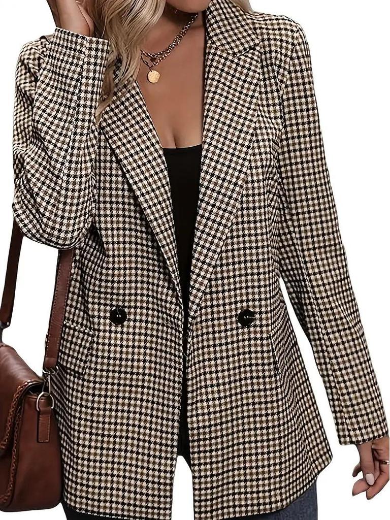Women's Plaid Lapel Suit Jacket - New Cross-Border Style