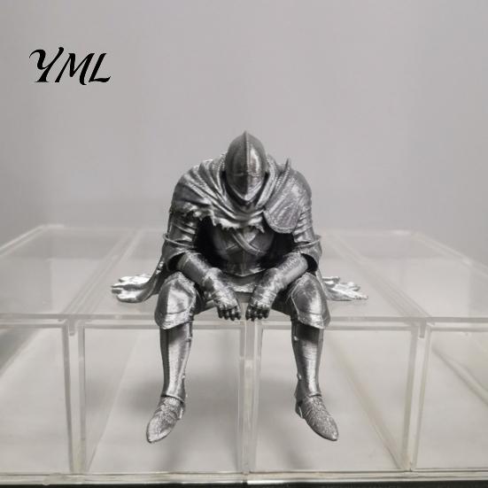 Cool Desk Gadget for Gamers 3D Printed Resting Knight Figurine, Edge Sitting Dark Fantasy Unique Shelf Display Piece Statue, Medieval Armored Warrior