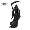 Dekoratives Skelett mit Buch 3D-gedruckte weibliche Sensenmann-Statue, Kapuzenlose gesichtslose gotische Harzfigur, Abnehmbare Sense, Mystische Fantasy