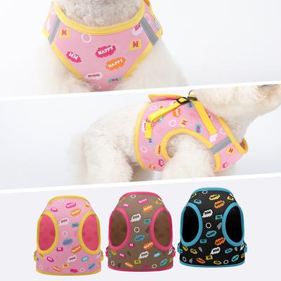 Nouveau gilet dorsal pour chien, type harnais, brodé, laisse réfléchissante respirante, corde pour chien, sangle de poitrine pour animal de compagnie, laisse