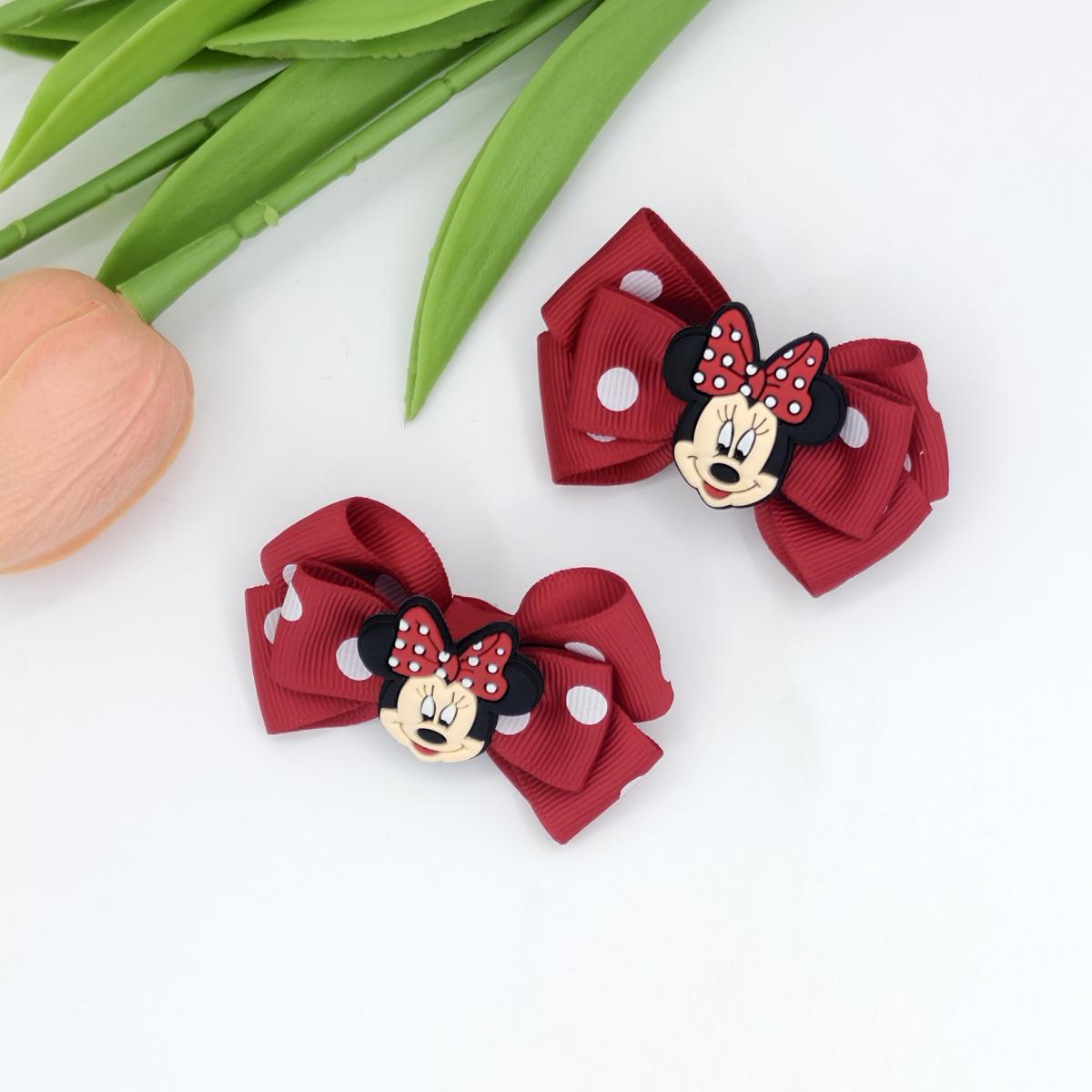 Adorable Polka Dot Mickey Mouse Hair Clip - Sweet Princess Accessory for Kids красный