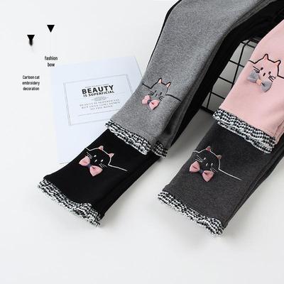 Leggings pour filles en coton pur brodé de dessins animés 2022 - Pantalons de printemps/automne pour enfants