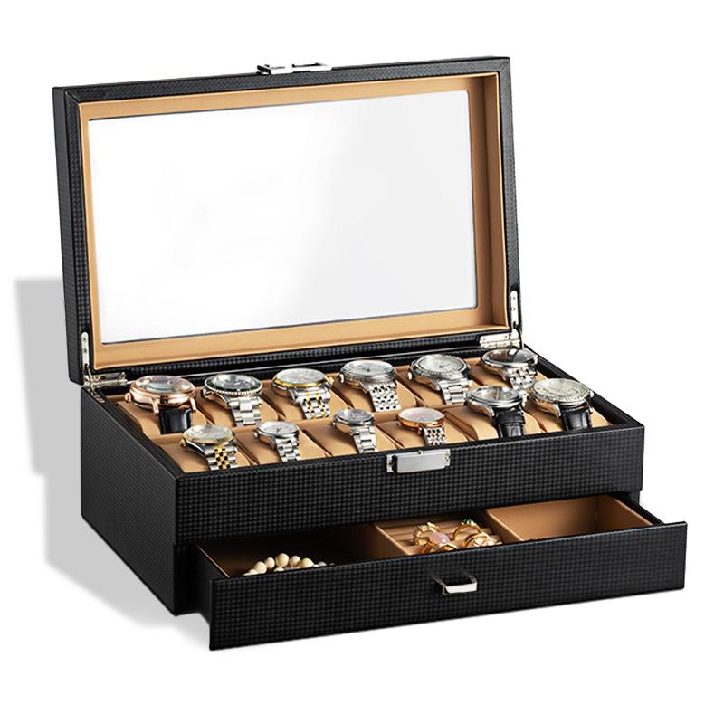 "Carbon Fiber Watch & Jewelry Box for Men and Women"