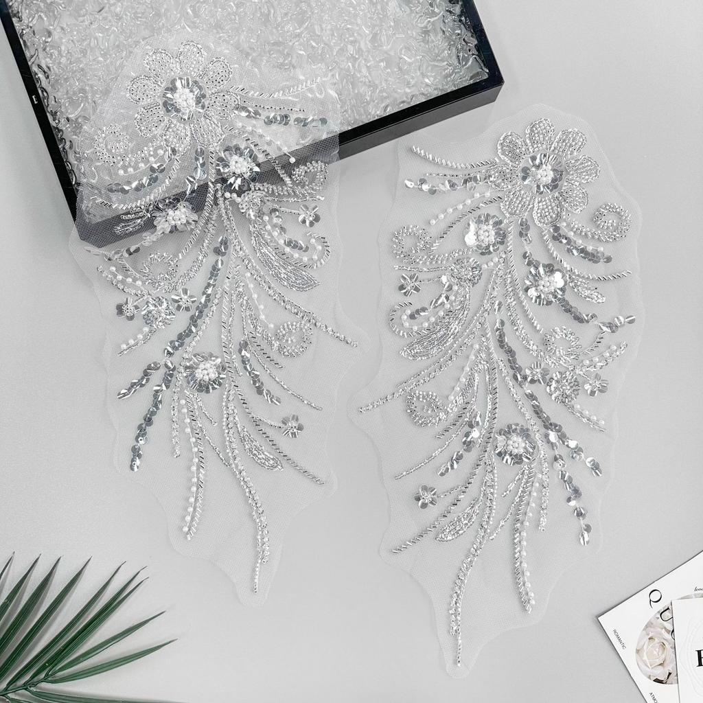 Heavy Industry Mesh Beaded Sequins Three-Dimensional Flower-To-Flower Patch Dress Wedding Dress With Decorative Cloth Stickers Accessories