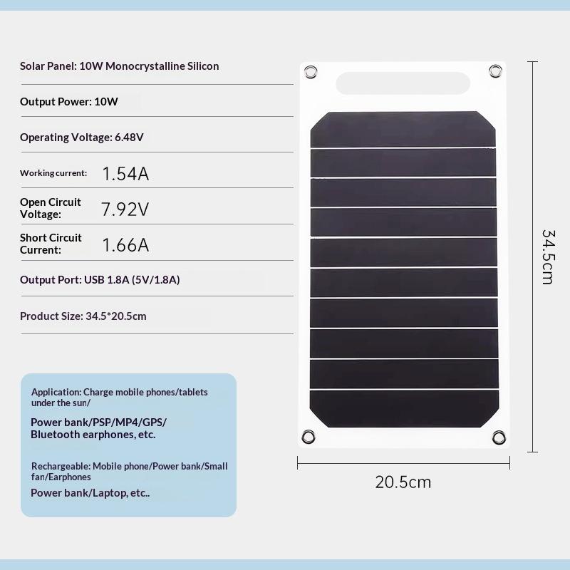 10W 5V Solar Panel Waterproof Portable Dual Usb Charger Outdoor Camping Solar Power Bank Battery Charging Plate