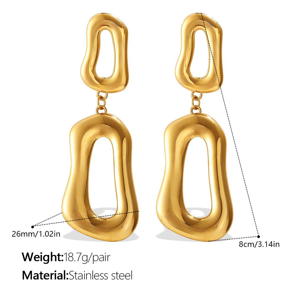 European and American geometric irregular ring commuter earrings stainless steel plated 18K gold jewelry women