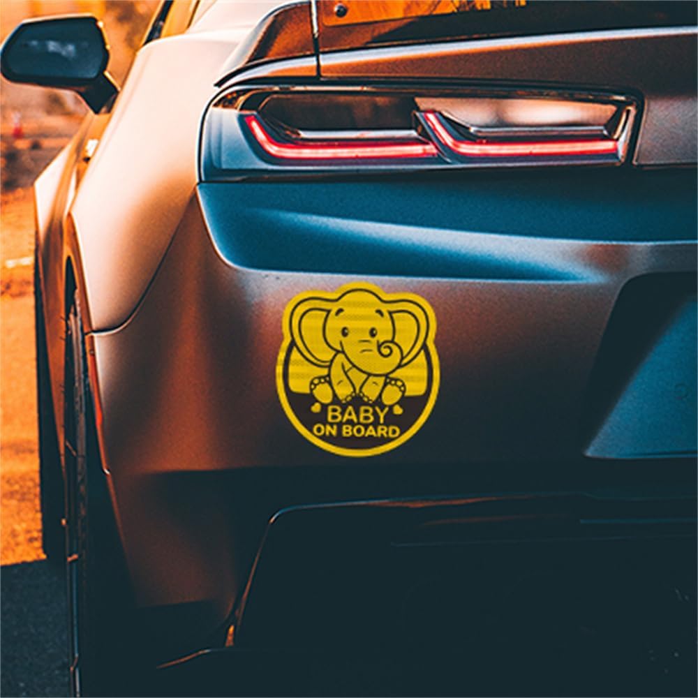 Baby On Board Sticker for Cars- 2Pack Baby In Car High Intensity Reflective Waterproof Vinyl Safety Car Signs for Rear, Side Windows, Bumpers-Baby