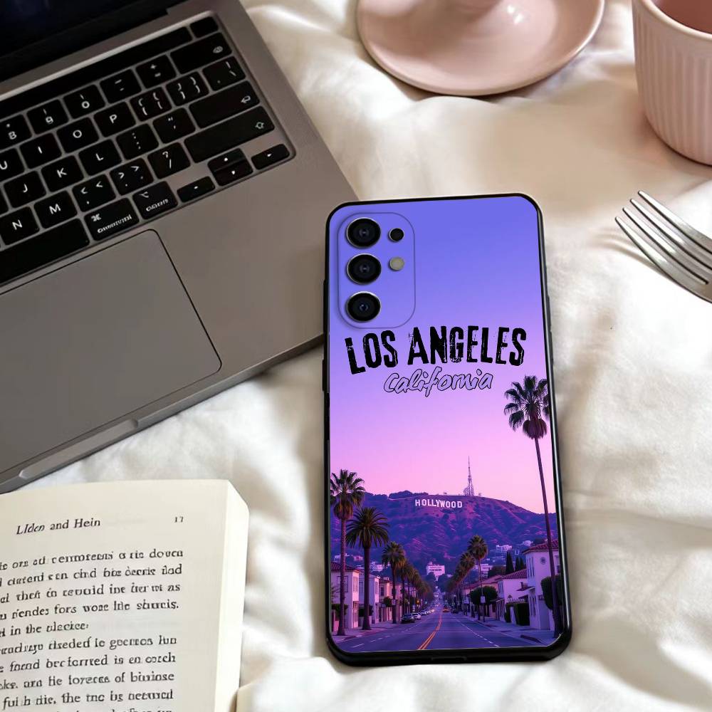

Пейзаж Путешествие Лос-Анджелес Калифорния Чехол для телефона для Samsung S25,24,23,22,30,21,10,9,Ultra,Plus,Lite,FE,4,5 G Мягкий черный чехол Samsung S21plus