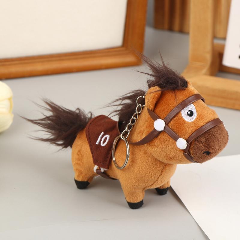 Plush Pony Keychain Pendants Cute Lucky Cotton Dolls School Bag Hanging Soft Filling Toys Year Of The Horse Gifts