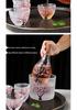 Cherry Blossom & Plum Glass Sake Set: Hand-Painted Pot & Cups