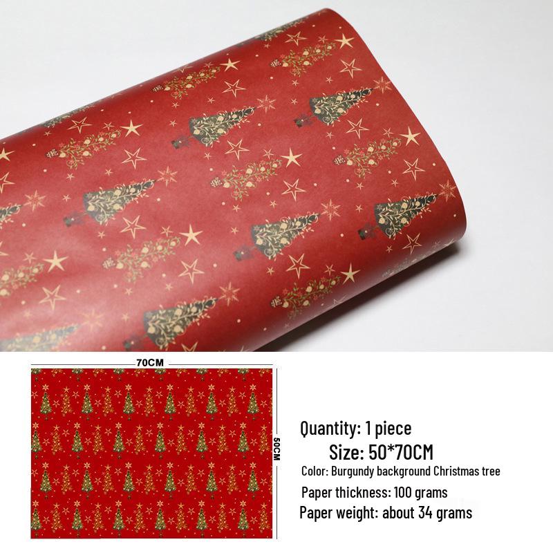 

Ретро Крафт Пакувальний папір для подарунків з різдвяною ялинкою для дітей - Букет ручної роботи