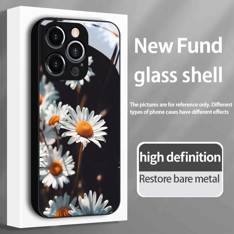 Daisy Flower Close-Up HD Glass Phone Case Suitable for iPhone 17 17Pro 17Pro Max 17Air 16 Plus 16 Pro 16 Pro Max