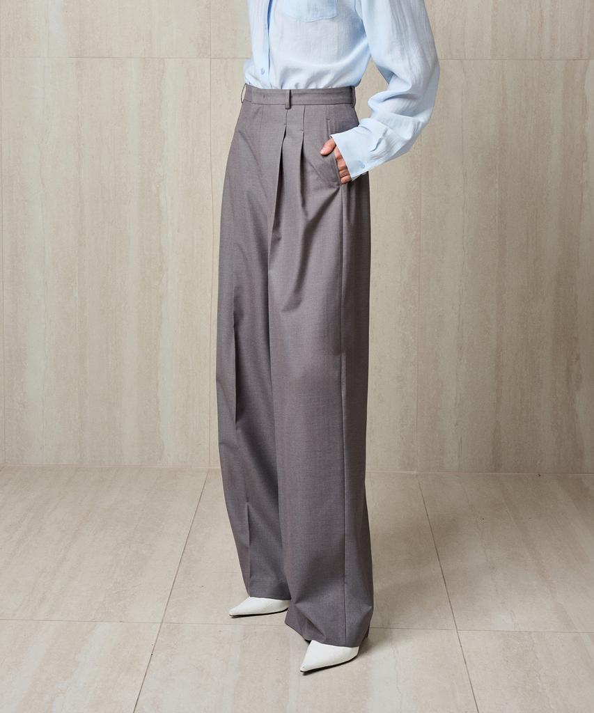 RE RHEE Pleated Wide Trousers Gray