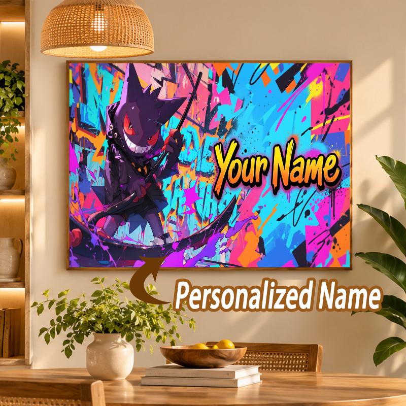 Gengar Custom Name Diamond Painting Personalized 5D Full Drill DIY Diamond Art Home Decor
