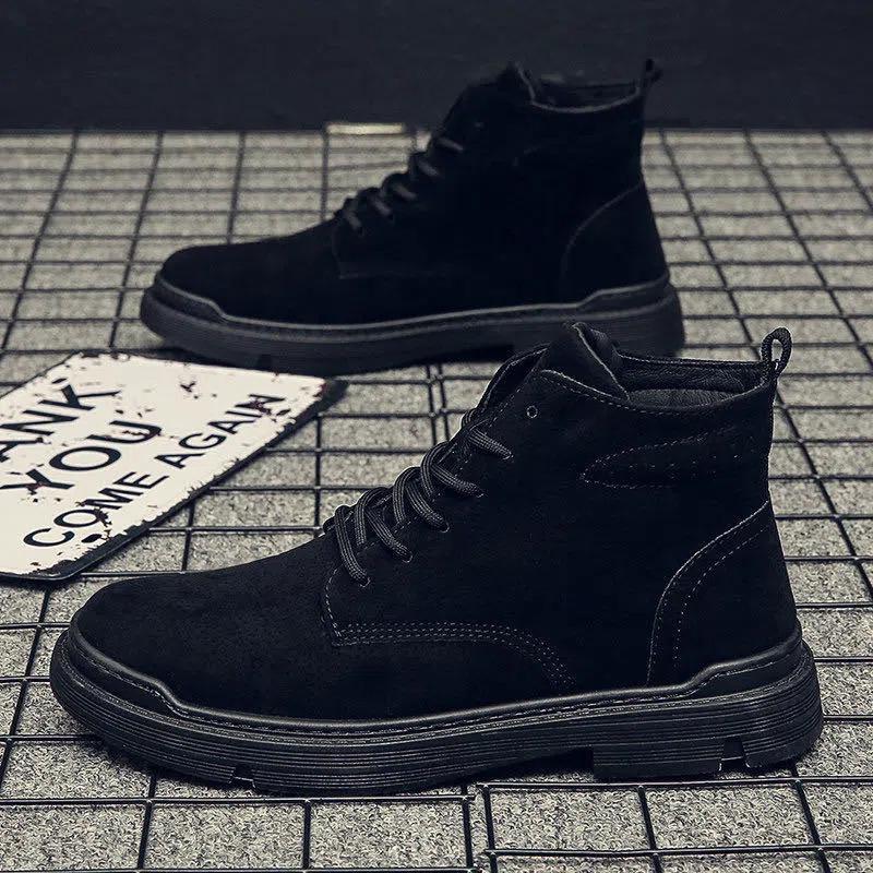 Men s Autumn/Winter Lace-up High-top Velvet Martin Boots - Casual Flat Bottom Trendy Style 42