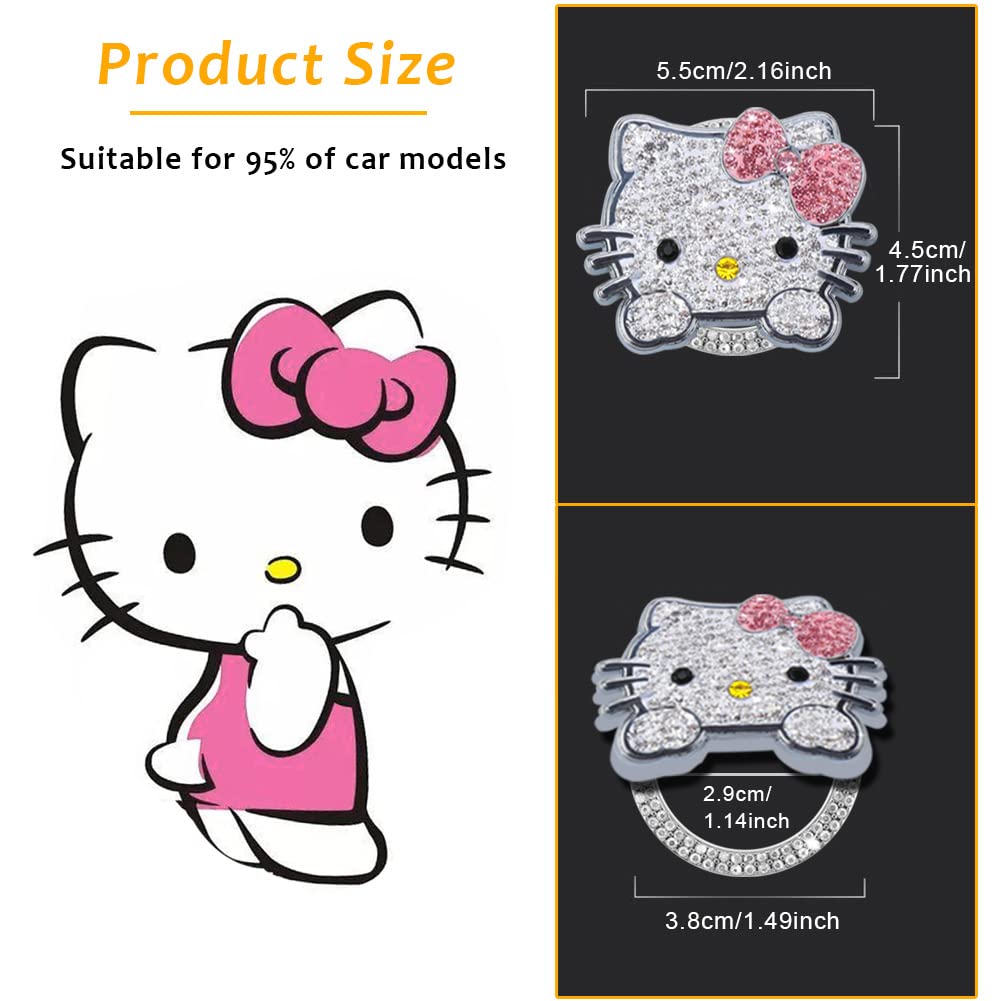 YOLRIND Car Push Start Button Cute Cat Glitter Car Accessory for Engine Push To Start Button Interior Accessory Decoration Cover, Women, Cover, (Pink)